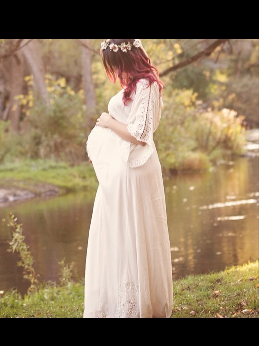 Fillyboo Cream Boho Lace Maternity Dress